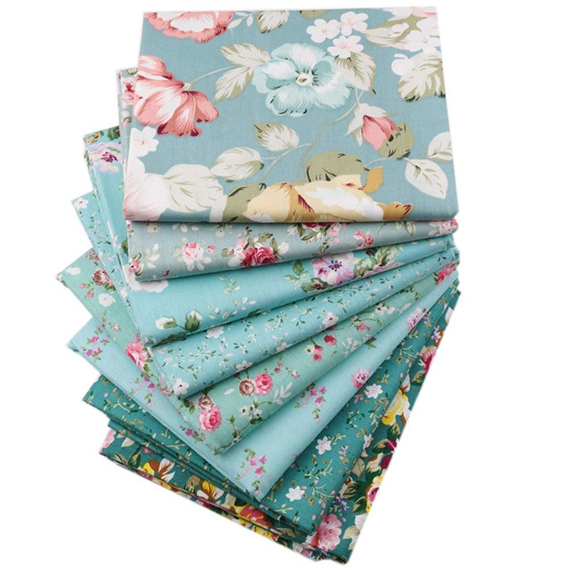 Hanjunzhao Green Fat Quarters Fabric Bundles, Precut Quilt Sewing Quilting Fabric, 18 x 22 inches (Green Floral) - Image 2